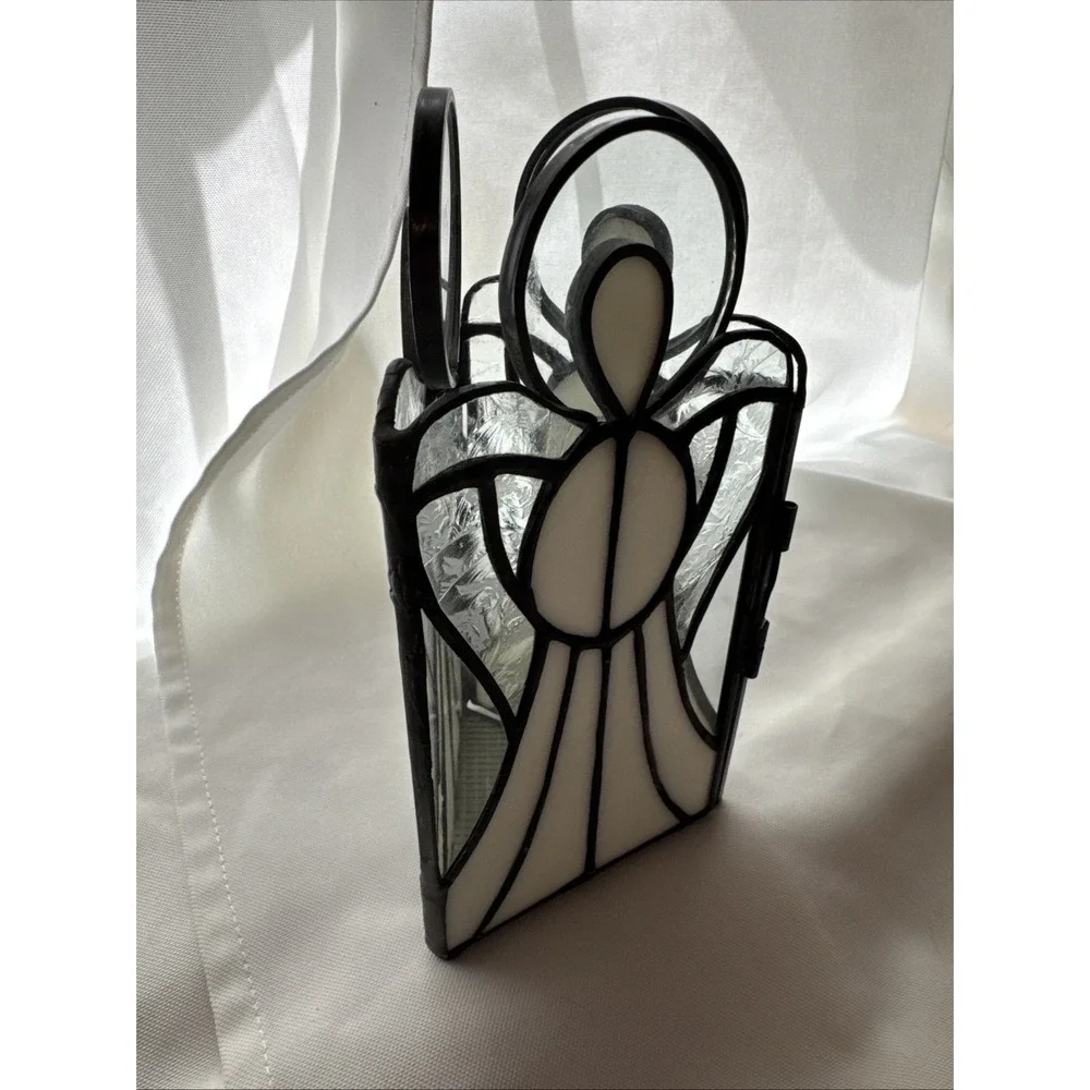 Stained Glass 3‎ Sided Angel Votive Candle Holder 7.5
